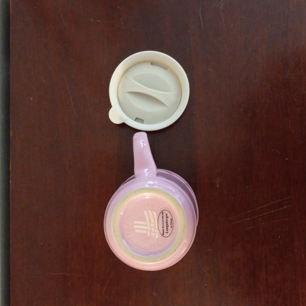 LONGABERGER Woven Traditions Pink Travel Mug with Lid Breast Cancer Ribbon NWOT - Picture 9 of 11
